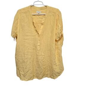 Westbound XL Linen Blend Yellow Roll Tab Tunic Blouse Top